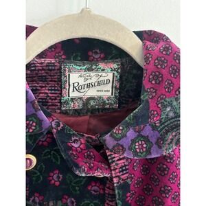 Rothschild Patchwork Velvet Dress‎ Coat Button Front Unique Design Size 6